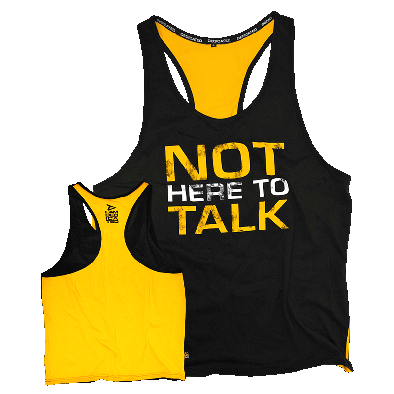 Tank T-shirt PREMIUM Dedicated "NOT HERE TO TALK"-Noir - Jaune-S