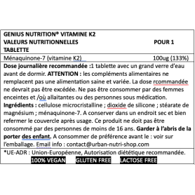 Vitamine K2 - 60 Capsules - 60 jours - Genius nutrition