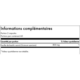 Extrait de Feuilles de Tulsi (holy Basil Leaf) 400mg - Swanson
