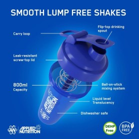 Shaker Applied Nutrition Bleu 800ml Ressort Mélangeur